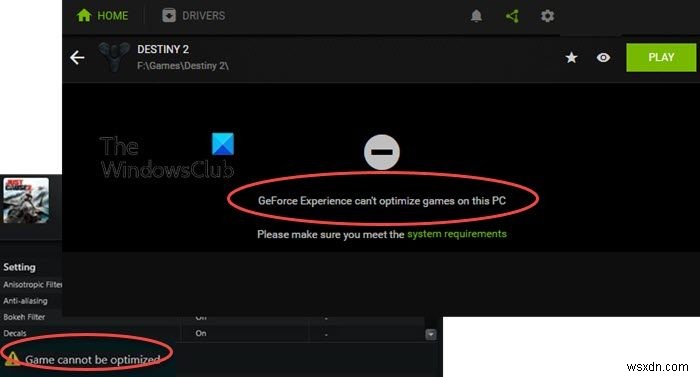 GeForce अनुभव विंडोज पीसी पर गेम्स को ऑप्टिमाइज़ नहीं कर सकता 