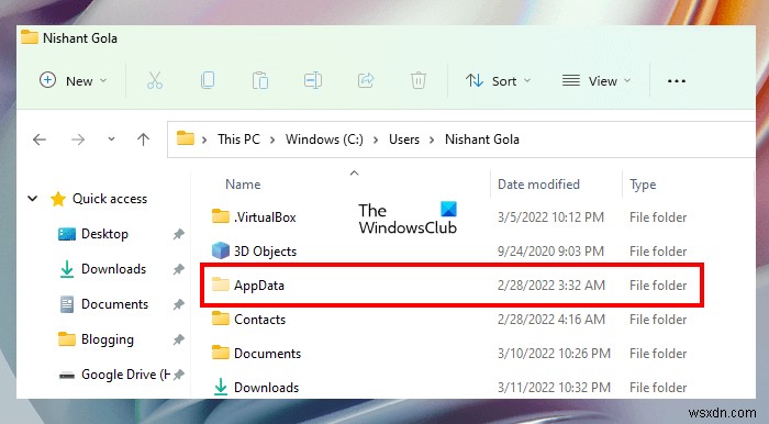 Windows 11/10 में AppData फ़ोल्डर ढूँढ़ या खोल नहीं सकता 