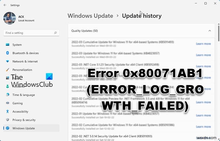 Windows 11/10 पर त्रुटि 0x80071AB1 (ERROR_LOG_GROWTH_FAILED) ठीक करें 