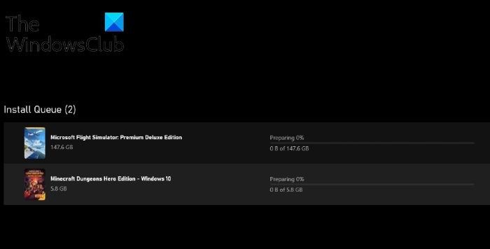 Xbox ऐप गेम इंस्टॉलेशन 0% तैयार करने पर अटक जाता है 