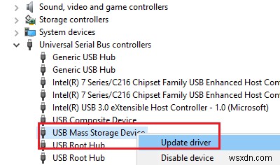 USB मास स्टोरेज डिवाइस ड्राइवर दिखाई नहीं दे रहा है या काम नहीं कर रहा है 