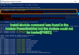 इंस्टाल-मॉड्यूल कमांड PowerShellGet मॉड्यूल में पाया गया था लेकिन मॉड्यूल लोड नहीं किया जा सका 