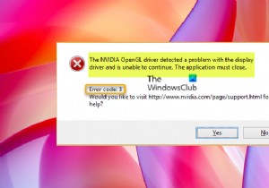 NVIDIA OpenGL ड्राइवर ने डिस्प्ले ड्राइवर के साथ एक समस्या का पता लगाया 