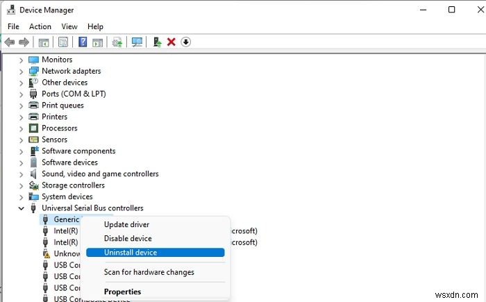 कोड 39, Windows डिवाइस ड्राइवर लोड नहीं कर सकता, USB समस्या 
