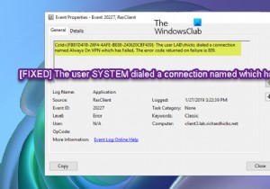 उपयोगकर्ता सिस्टम ने नाम का एक कनेक्शन डायल किया जो विफल हो गया 