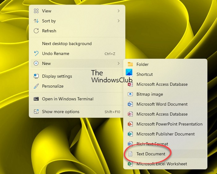 नया टेक्स्ट दस्तावेज़ बनाएँ आइटम Windows 11/10 में प्रसंग मेनू से अनुपलब्ध है 