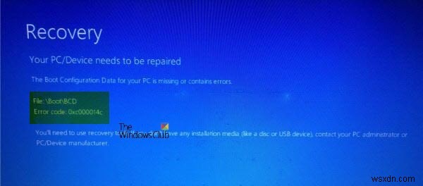 विंडोज 11/10 में 0xc000014C बूट बीसीडी त्रुटि को ठीक करें 