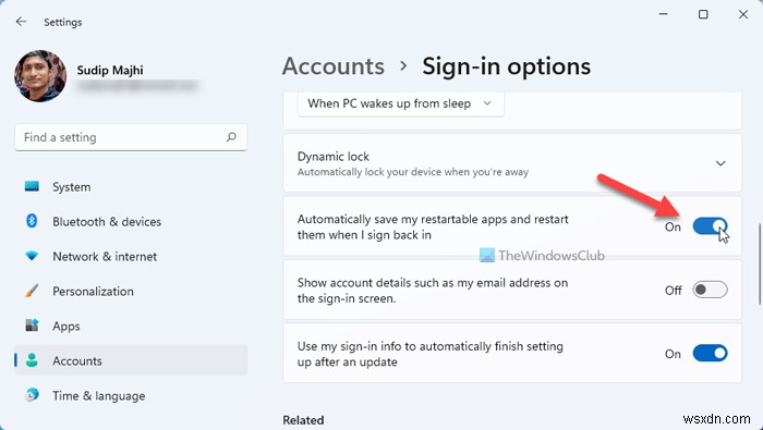 जब आप विंडोज 11/10 में फिर से साइन इन करते हैं तो ऐप्स को स्वचालित रूप से कैसे पुनरारंभ करें 