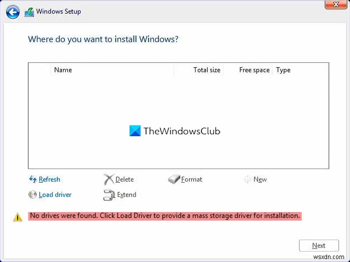 सेटअप के दौरान विंडोज इंस्टालेशन के दौरान कोई ड्राइव नहीं मिली 