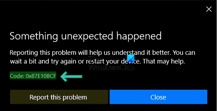 Microsoft स्टोर त्रुटि कोड 0x87E10BCF ठीक करें 