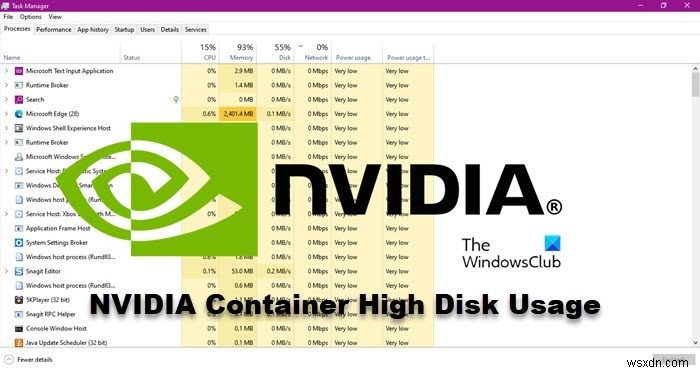 विंडोज 11/10 पर NVIDIA कंटेनर हाई डिस्क, GPU, मेमोरी उपयोग को ठीक करें 