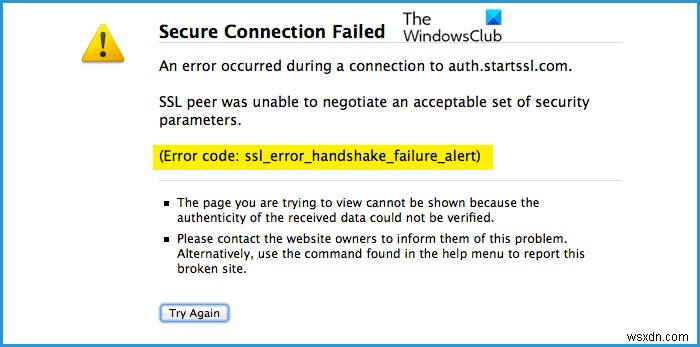 SSL_ERROR_HANDSHAKE_FAILURE_ALERT त्रुटि [फिक्स्ड] 