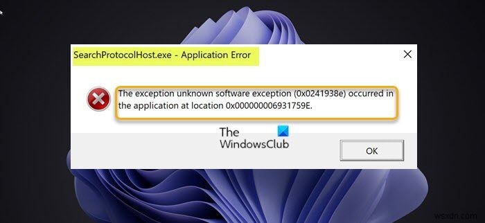 Windows 11/10 पर SearchProtocolHost.exe अनुप्रयोग त्रुटि को ठीक करें 