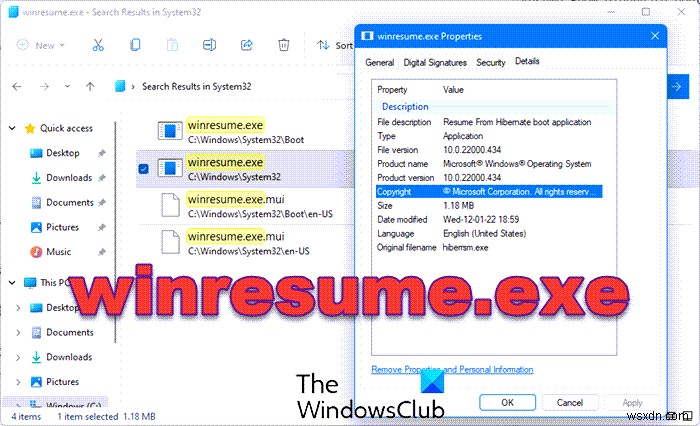 winresume.exe क्या है और यह कहाँ स्थित है? 