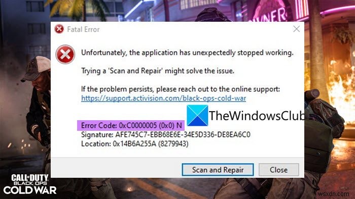 COD ब्लैक ऑप्स शीत युद्ध में त्रुटि कोड 0xC0000005 (0x0) N को ठीक करें 