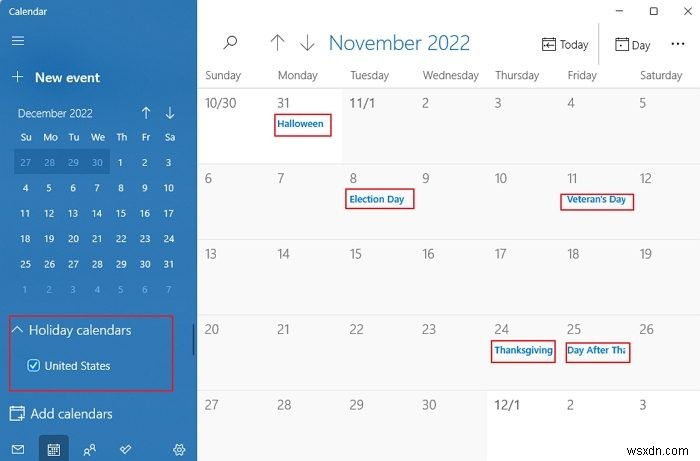 Windows 11/10 में कैलेंडर ऐप में राष्ट्रीय अवकाश कैसे जोड़ें