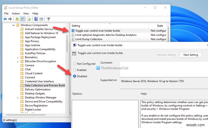 उपयोगकर्ताओं को Windows 11/10 में इनसाइडर प्रीव्यू बिल्ड होने से कैसे रोकें? 