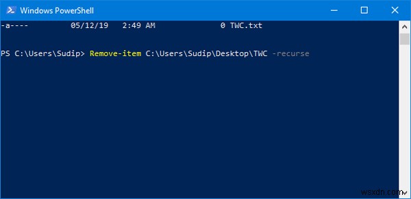 Windows PowerShell का उपयोग करके फ़ाइलों और फ़ोल्डरों को कैसे हटाएं 