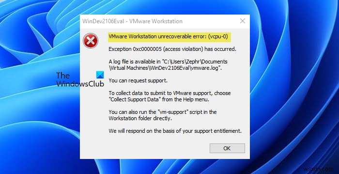 VMware वर्कस्टेशन अप्राप्य त्रुटि को ठीक करें (vcpu-0)