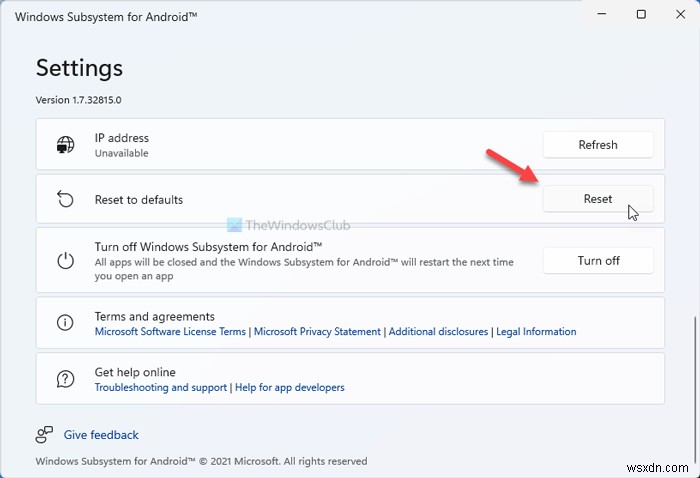 विंडोज 11 पर एंड्रॉइड (डब्ल्यूएसए) के लिए विंडोज सबसिस्टम को कैसे रीसेट करें 