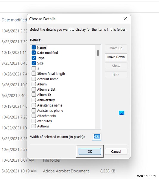 विंडोज 11/10 में फाइल एक्सप्लोरर के कॉलम की चौड़ाई का आकार कैसे बदलें 