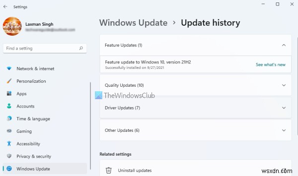 Windows 11 में Windows Update सेटिंग्स