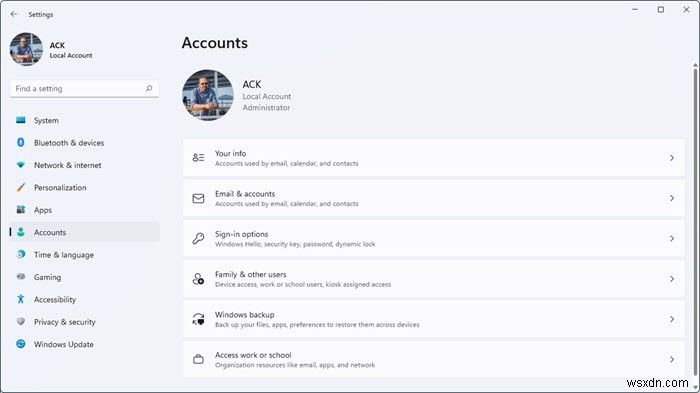 Windows 11 में उपयोगकर्ता खाता सेटिंग
