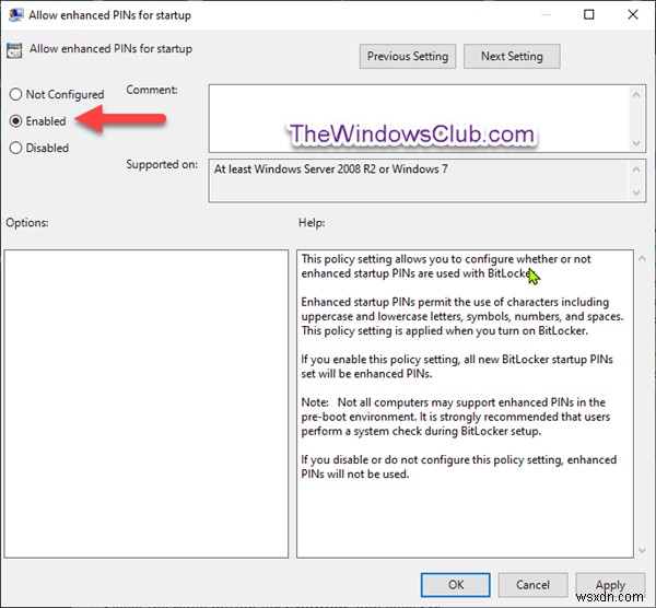 विंडोज 11/10 में बिटलॉकर स्टार्टअप के लिए एन्हांस्ड पिन को कैसे सक्षम या अक्षम करें 