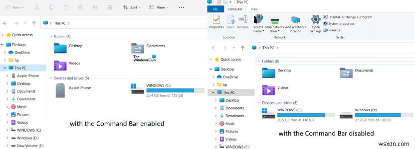 विंडोज 11 में फाइल एक्सप्लोरर कमांड बार को कैसे निष्क्रिय करें 