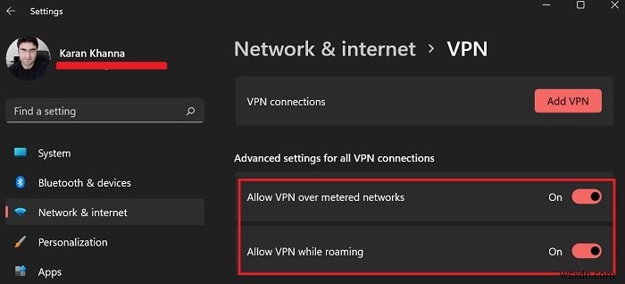 वीपीएन को मीटर्ड कनेक्शन पर और अपने विंडोज 11 कंप्यूटर पर रोमिंग के दौरान कैसे अनुमति दें 