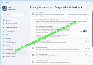 विंडोज 11/10 में डायग्नोस्टिक डेटा को पूर्ण में नहीं बदला जा सकता है 