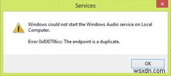 Windows स्थानीय कंप्यूटर पर Windows ऑडियो सेवा प्रारंभ नहीं कर सका 