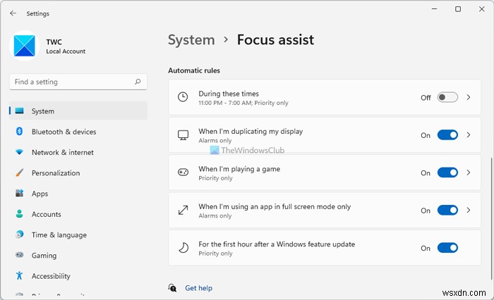 विंडोज 11 में फोकस असिस्ट ऑटोमैटिक रूल्स का उपयोग कैसे करें 