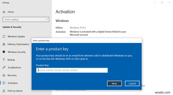 उत्पाद कुंजी लिंक बदलें Windows 11/10 में उपलब्ध नहीं है 