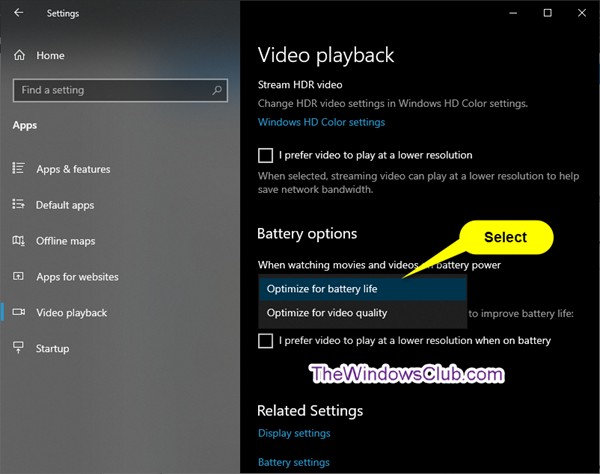 Windows 11/10 . पर मूवी और वीडियो देखते समय बैटरी लाइफ़ में सुधार करें 
