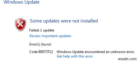 Windows 11/10 . पर Windows अद्यतन त्रुटि 0x80073712 ठीक करें 