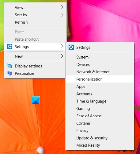 विंडोज 11/10 में डेस्कटॉप संदर्भ मेनू में सेटिंग्स कैसे जोड़ें 