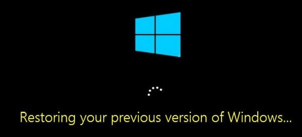 Windows के अपने पिछले संस्करण को पुनर्स्थापित करना - रोलबैक अटक गया या लूप में 