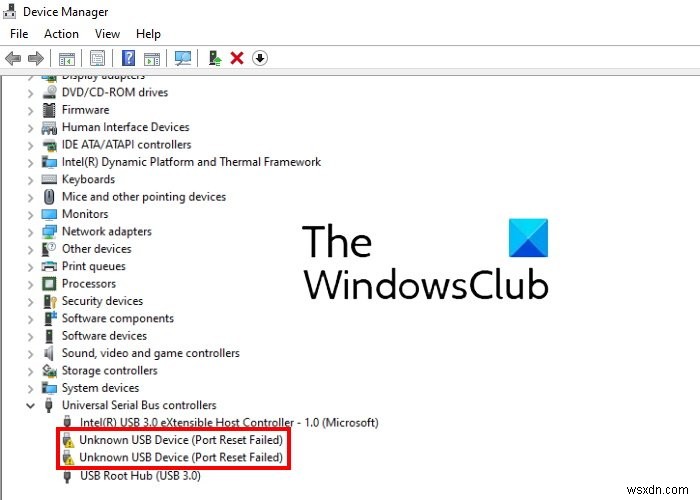 अज्ञात यूएसबी डिवाइस को ठीक करें, विंडोज 11/10 पर पोर्ट रीसेट विफल त्रुटि 