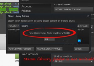 फिक्स न्यू स्टीम लाइब्रेरी फोल्डर लिखने योग्य त्रुटि होनी चाहिए 
