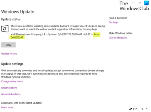 Windows 11/10 . पर Windows अद्यतन त्रुटि 0x800f0247 ठीक करें 