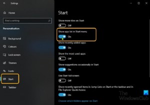 विंडोज 11/10 पर स्टार्ट मेन्यू में सभी ऐप्स लिस्ट को कैसे जोड़ें या निकालें 