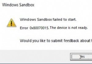 Windows Sandbox प्रारंभ करने में विफल रहा, त्रुटि 0x80070015, डिवाइस तैयार नहीं है 