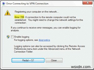 वीपीएन त्रुटि 720 - वीपीएन कनेक्शन से जुड़ने में त्रुटि 
