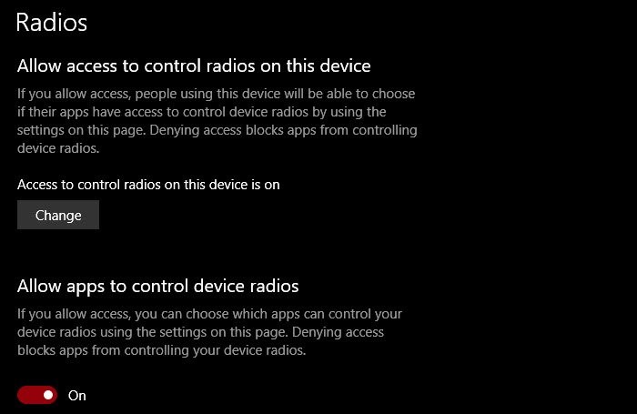 विंडोज़ 11/10 में विंडोज़ ऐप्स को रेडियो को कैसे नियंत्रित करने दें? 