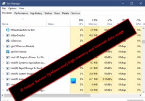 IP हेल्पर सर्विस (iphlpsvc.exe) प्रक्रिया उच्च मेमोरी और इंटरनेट डेटा का उपयोग करती है 