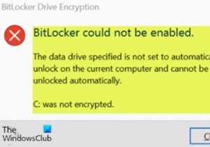 निर्दिष्ट डेटा ड्राइव वर्तमान कंप्यूटर पर स्वचालित रूप से अनलॉक करने के लिए सेट नहीं है - बिटलॉकर त्रुटि 