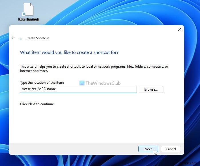विंडोज 11/10 में रिमोट डेस्कटॉप कनेक्शन शॉर्टकट कैसे बनाएं 