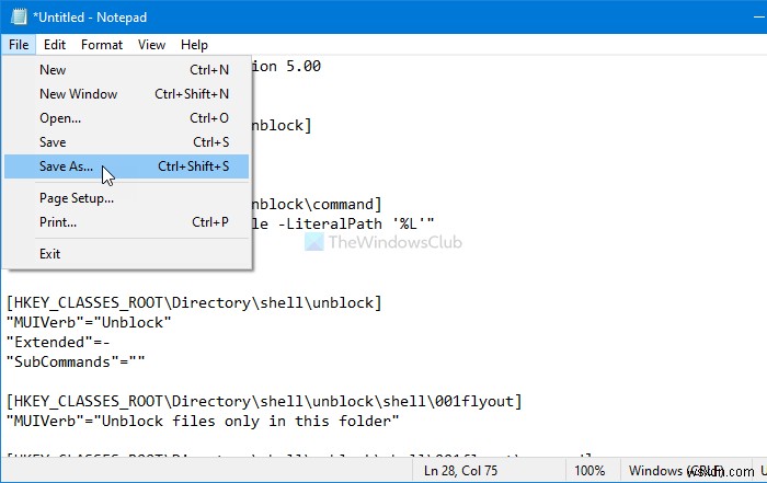 रजिस्ट्री का उपयोग करके विंडोज 10 के संदर्भ मेनू में डाउनलोड की गई फ़ाइलों के लिए अनब्लॉक विकल्प कैसे जोड़ें 