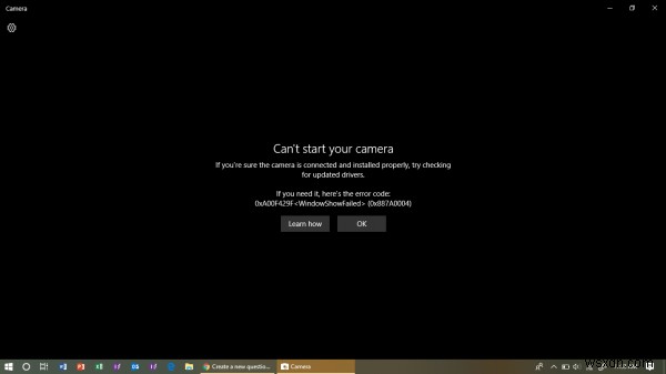 Windows आपका कैमरा प्रारंभ नहीं कर सकता, त्रुटि 0xA00F429F 